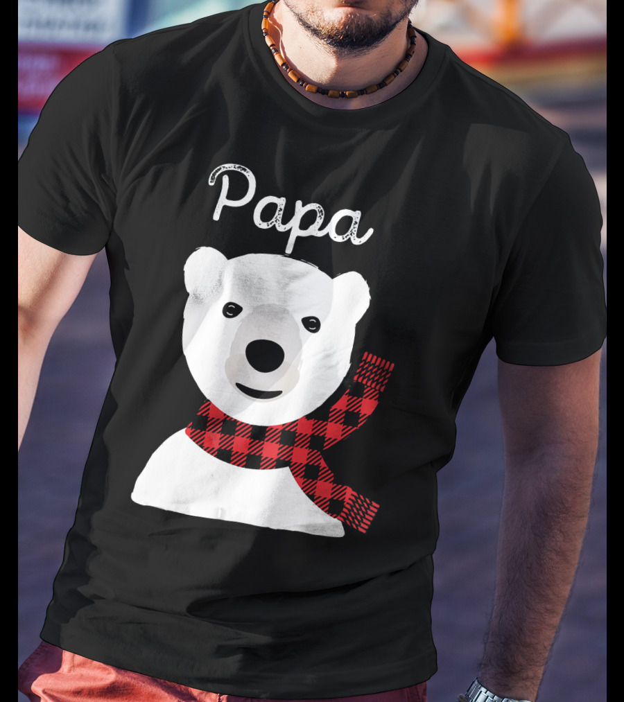 Papa Bear Buffalo Check Christmas Family Matching T-Shirt