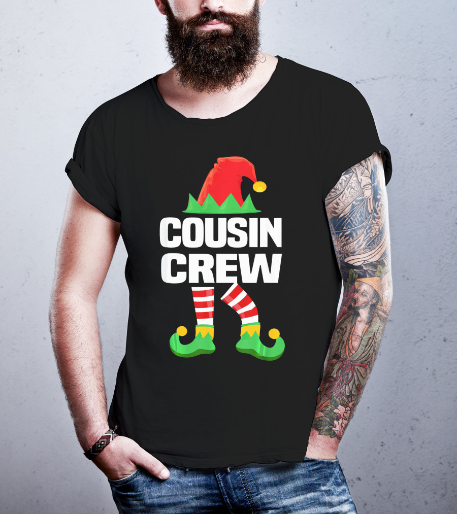 Cousin Crew Elf Hat Striped Legs Christmas T-Shirt