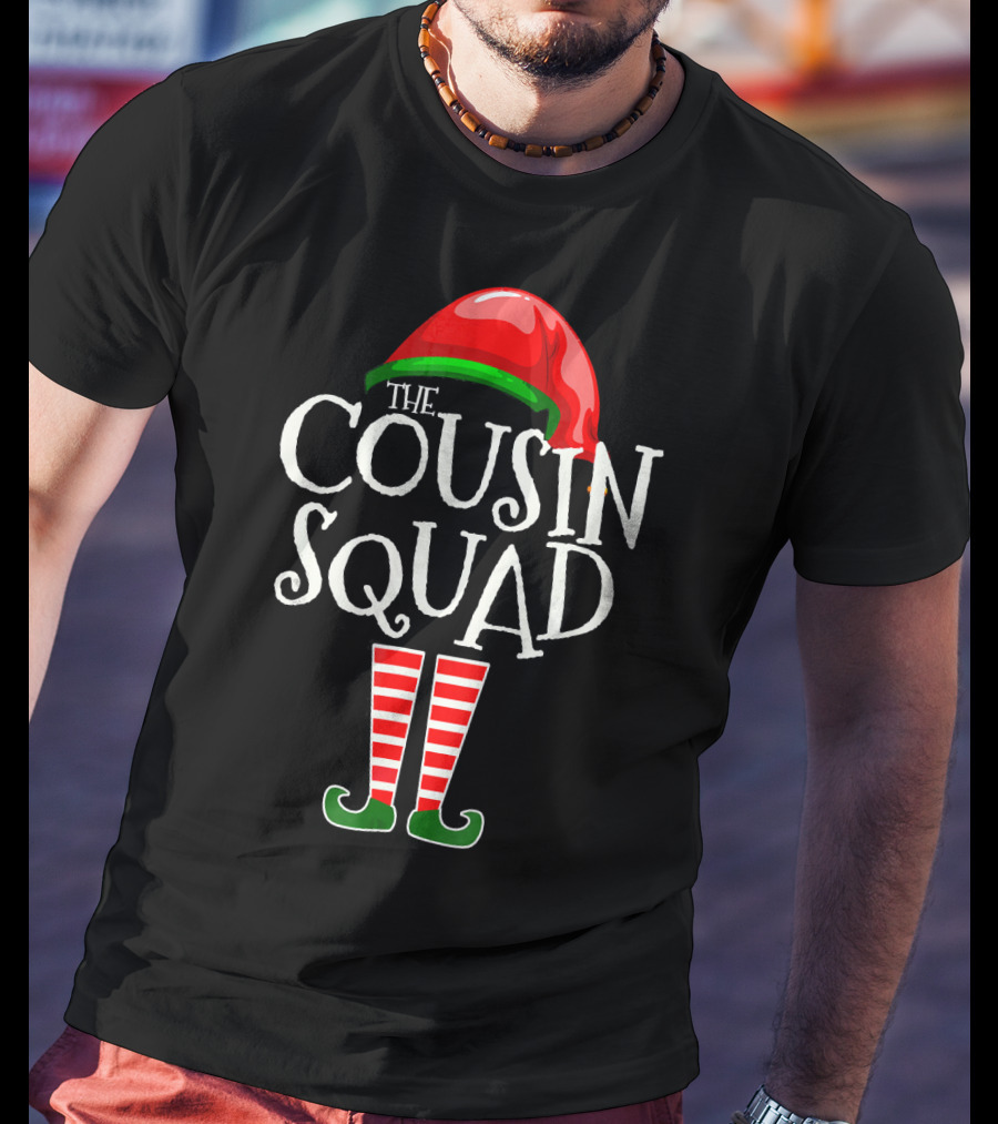 The Cousin Squad Elf Hat And Striped Legs T-Shirt
