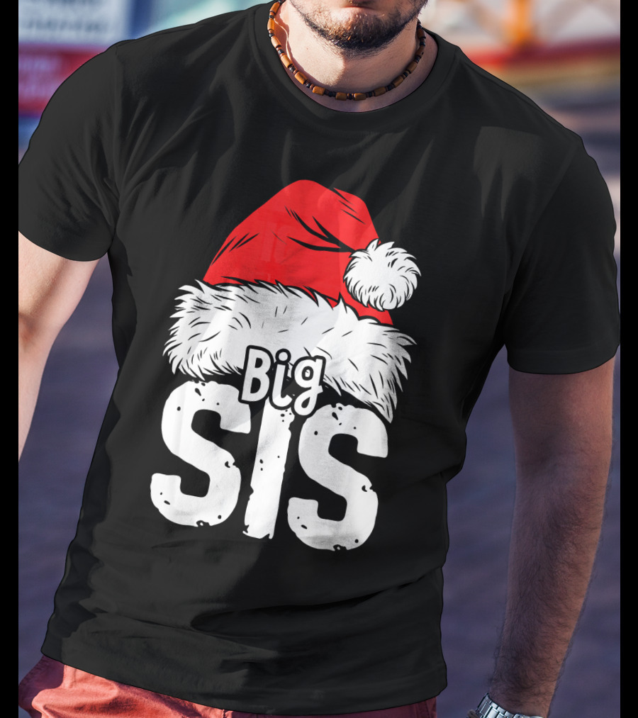 Big Sis Christmas Santa Hat Family T-Shirt