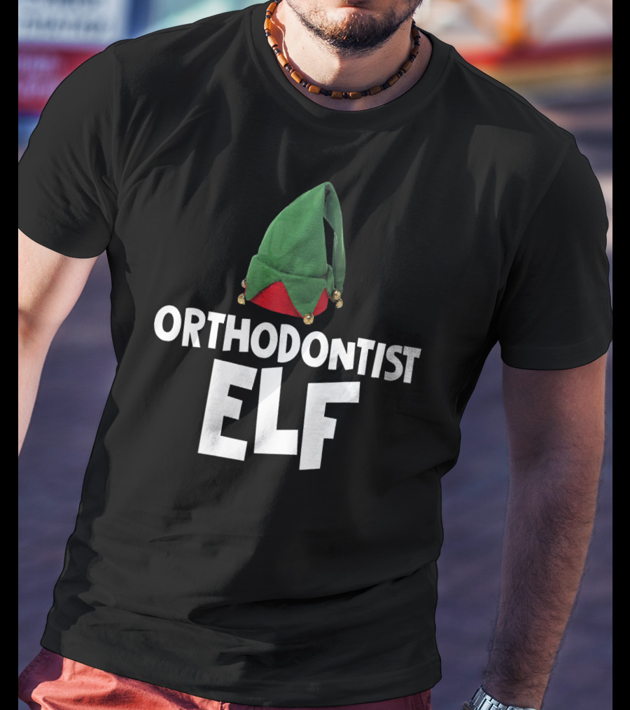 Orthodontist Elf With Green Santa Hat T-Shirt