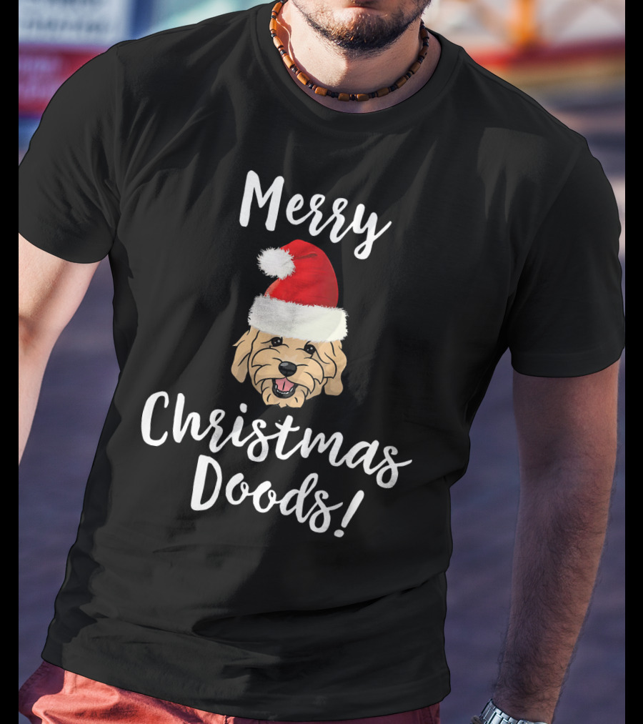 Merry Christmas Doods Santa Hat Goldendoodle Dog T-Shirt