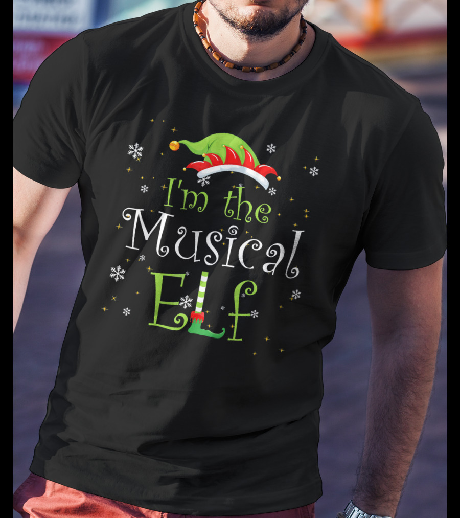 I'm The Musical Elf Snowflakes And Holly Hat T-Shirt