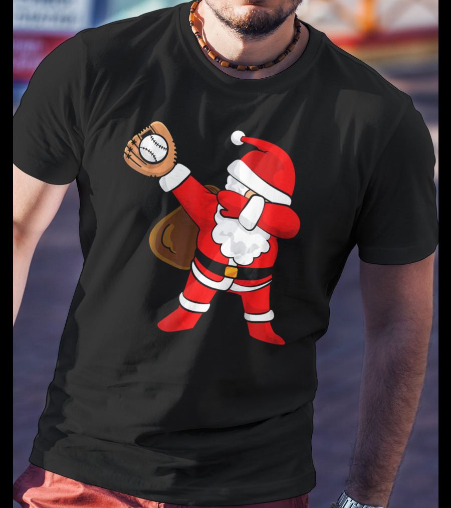 Santa Dabbing With Baseball Glove T-Shirt