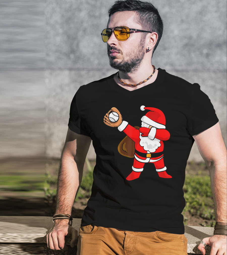 Santa Dabbing With Baseball Glove T-Shirt