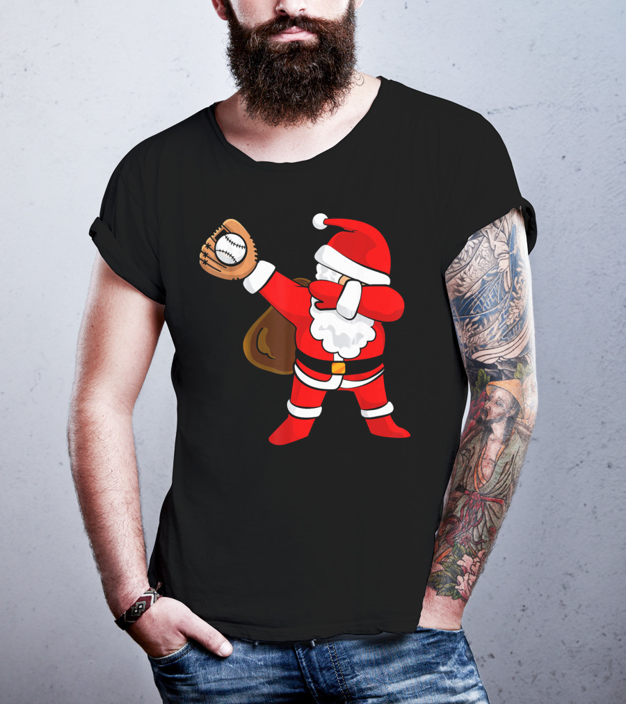 Santa Dabbing With Baseball Glove T-Shirt