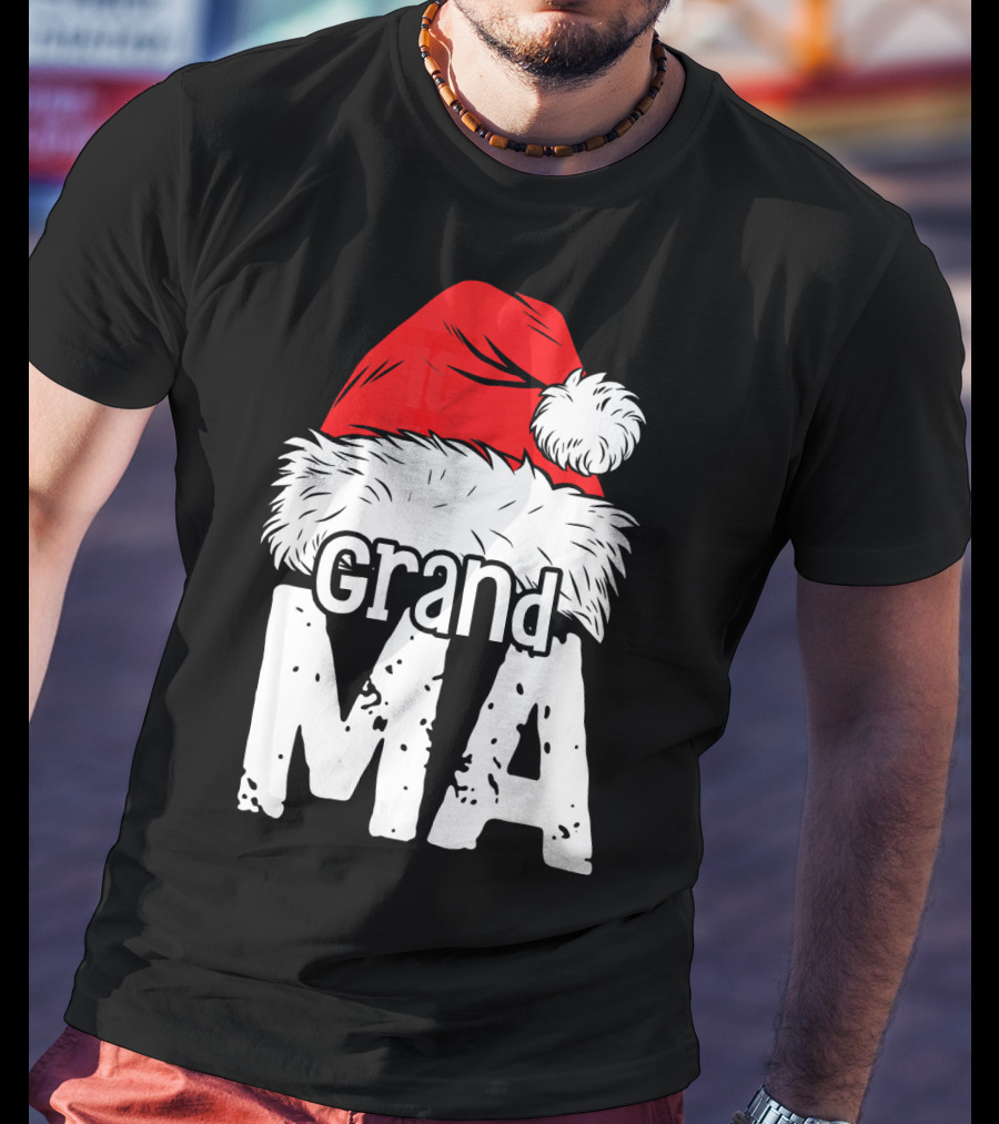 Grandma Santa Christmas Hat Family T-Shirt