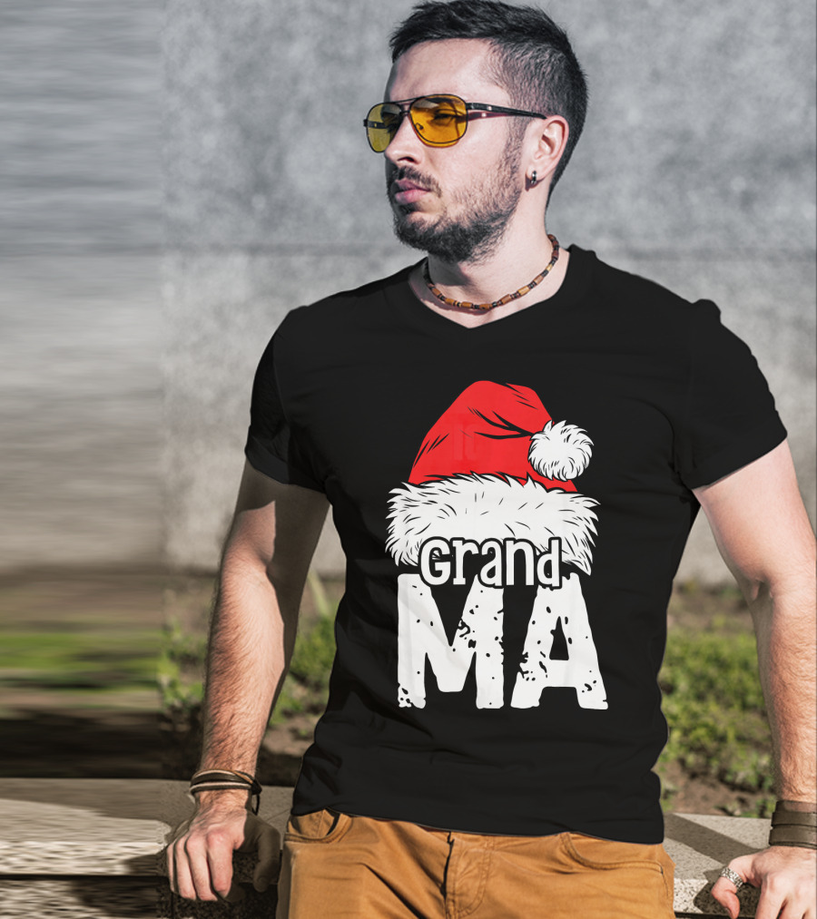 Grandma Santa Christmas Hat Family T-Shirt