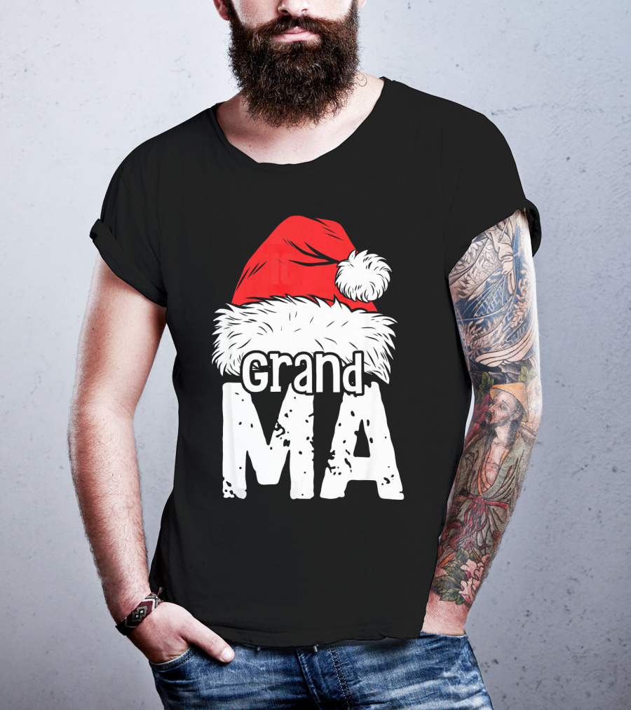 Grandma Santa Christmas Hat Family T-Shirt