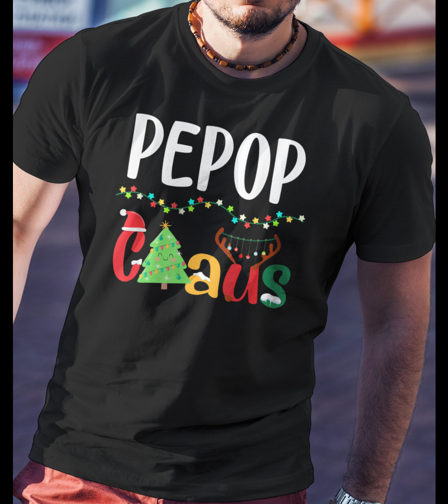 Mens PePop Claus Funny Xmas Santa Grandpa T-Shirt