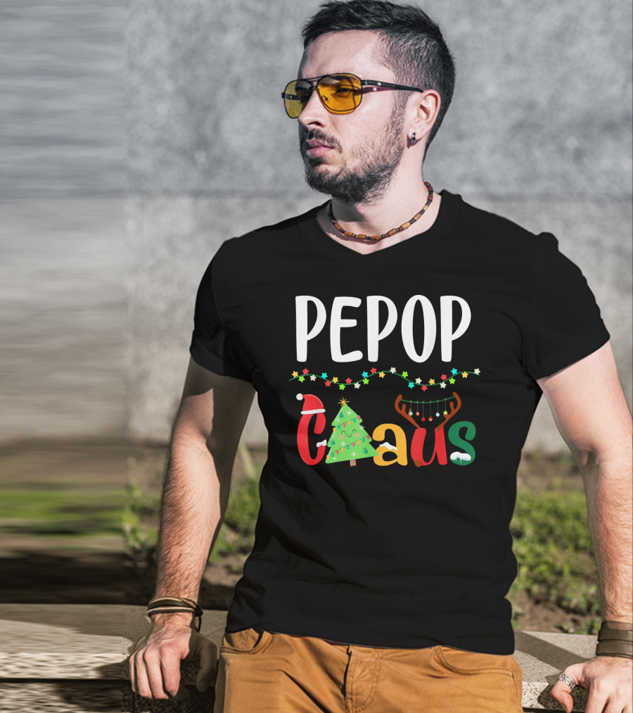 Mens PePop Claus Funny Xmas Santa Grandpa T-Shirt