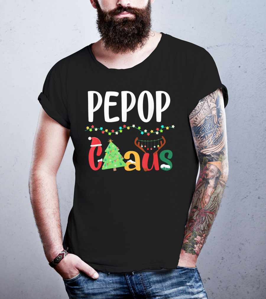 Mens PePop Claus Funny Xmas Santa Grandpa T-Shirt