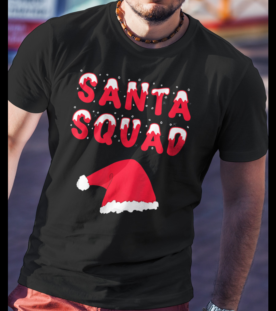 Funny Christmas Santa Squad Santa Hat T-Shirt