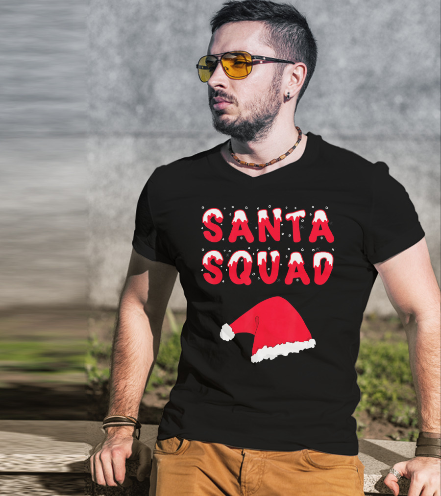 Funny Christmas Santa Squad Santa Hat T-Shirt