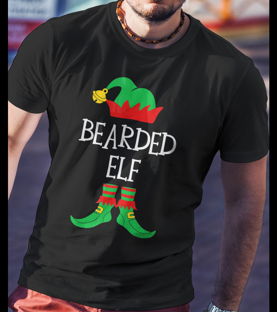 BEARDED ELF Matching Family Group Christmas Costume T-Shirt