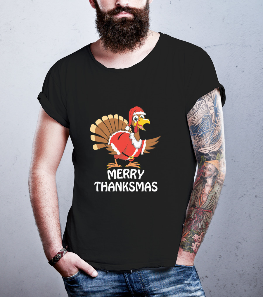 Merry Thanksmas Santa Turkey T-Shirt