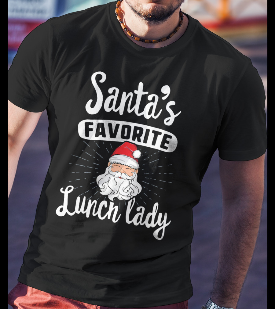 Santa's Favorite Lunch Lady Christmas Santa Claus Red Hat T-Shirt