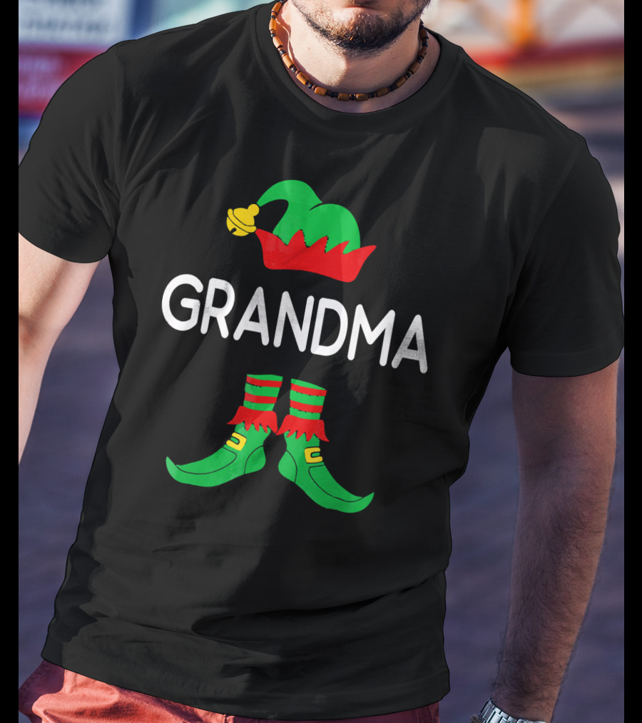 GRANDMA Elf Hat And Shoes Holiday T-Shirt