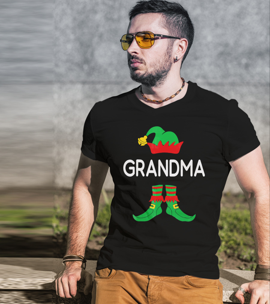 GRANDMA Elf Hat And Shoes Holiday T-Shirt