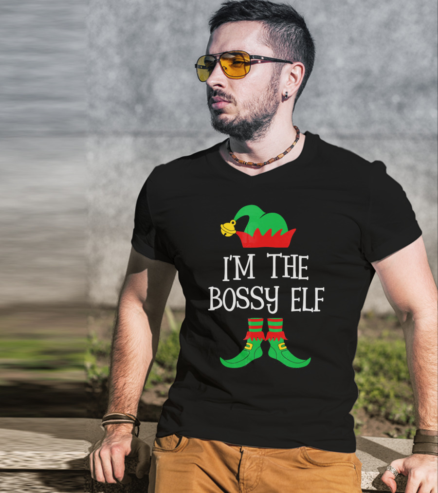 I'M THE BOSSY ELF Family Group Christmas Matching T-Shirt