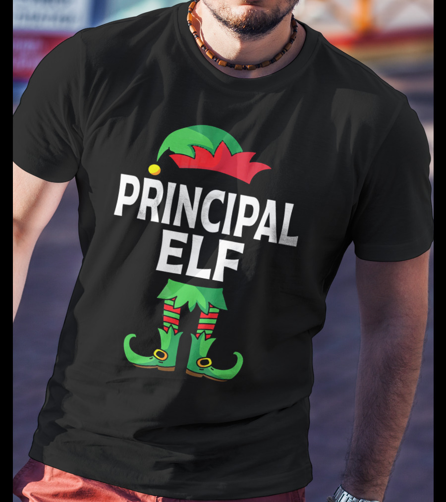 Principal Elf Green And Red Costume Matching Family Group T-Shirt