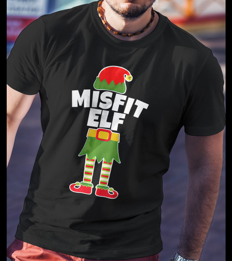 MISFIT ELF Funny Rudolph Weirdo Loser Christmas T-Shirt