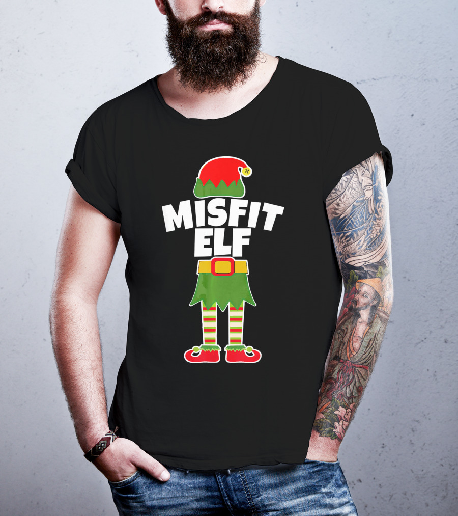 MISFIT ELF Funny Rudolph Weirdo Loser Christmas T-Shirt