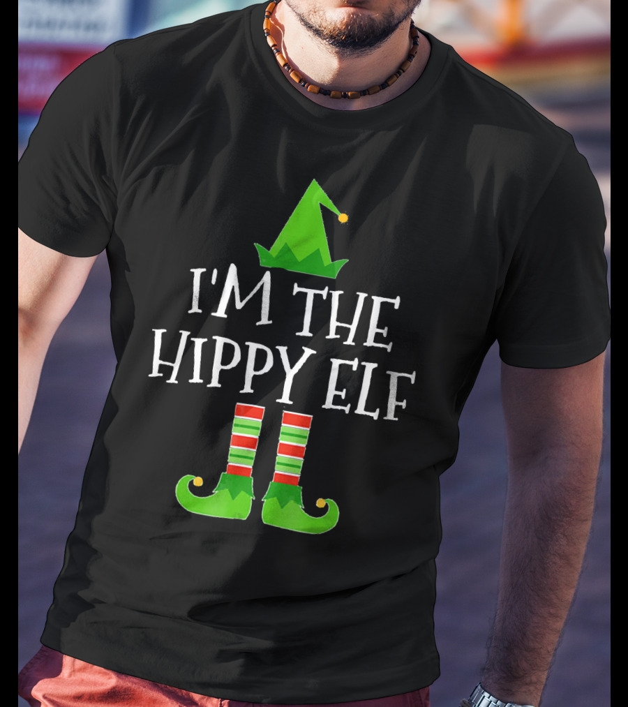 I'm The Hippy Elf Festive Family Group Holiday T-Shirt