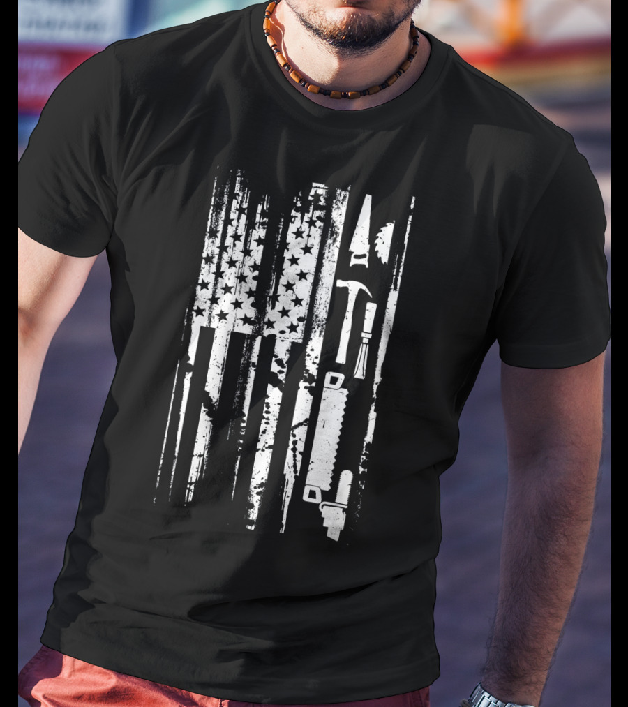 American Flag Woodworking Tools T-Shirt