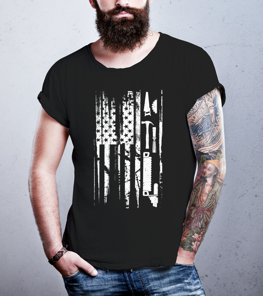 American Flag Woodworking Tools T-Shirt