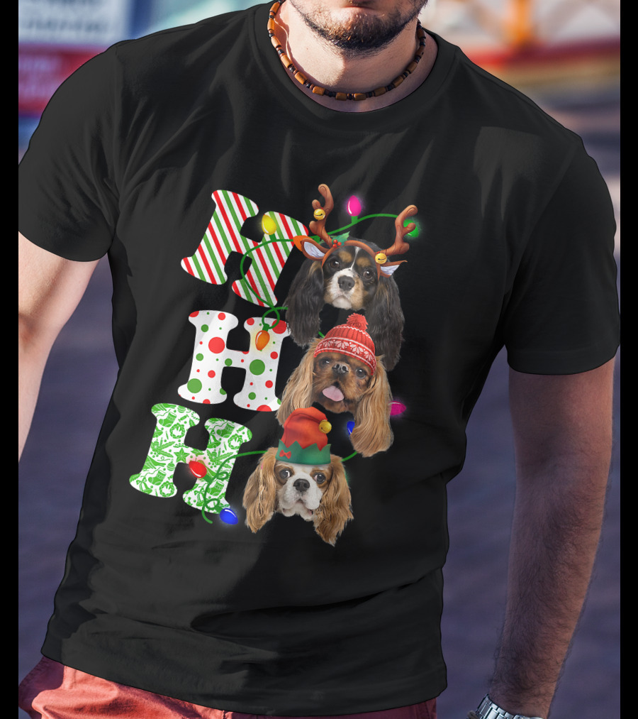 Ho Ho Ho Christmas Cavalier King Charles Spaniel Festive Dogs T-Shirt