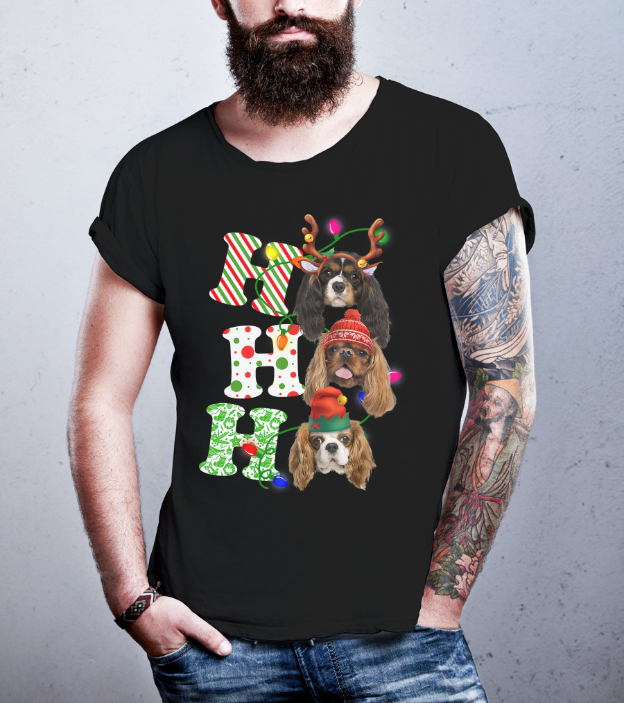 Ho Ho Ho Christmas Cavalier King Charles Spaniel Festive Dogs T-Shirt