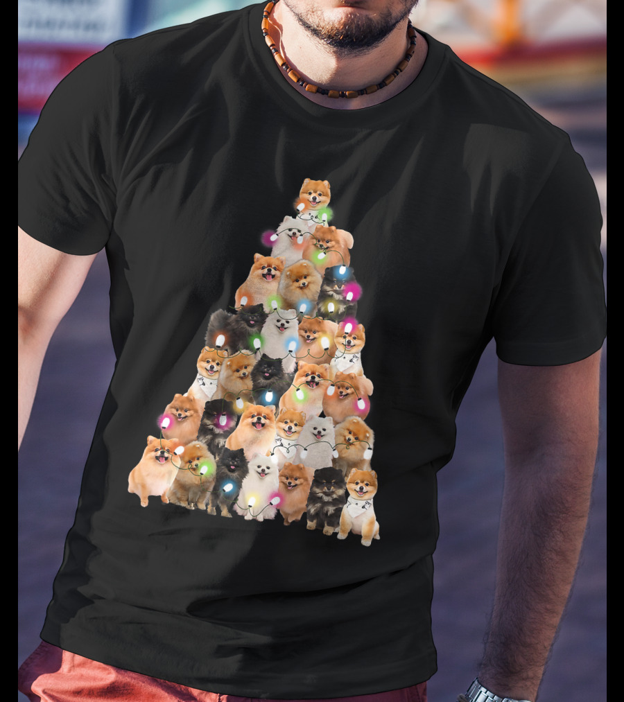 Holiday Cheer Pomeranian Christmas Tree Of Festive Pups T-Shirt