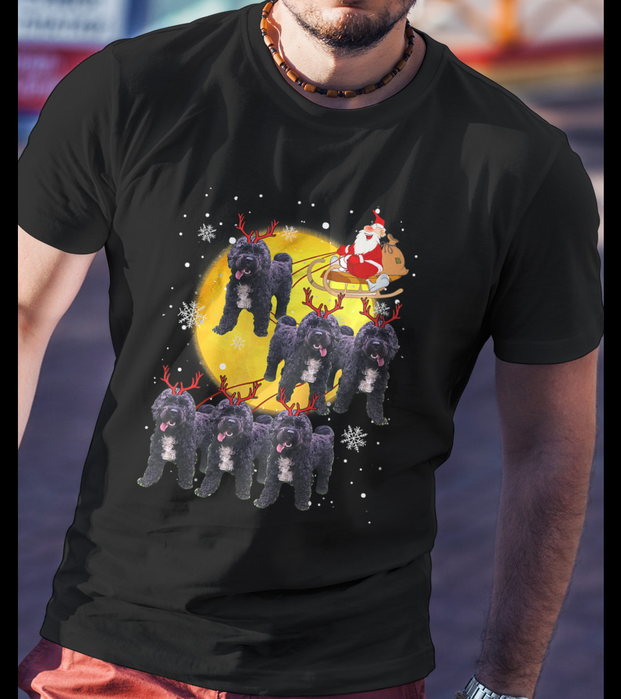 Cockapoo Reindeer Santa Sleigh Christmas Funny Cocka T-Shirt