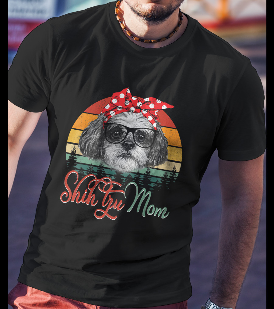 Shih Tzu Mom Retro Dog Lovers Mother T-Shirt
