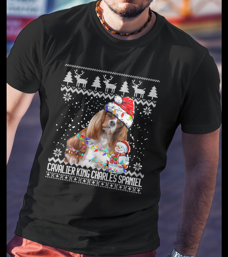 Cavalier King Charles Spaniel Christmas Santa Snowman Reindeer T-Shirt