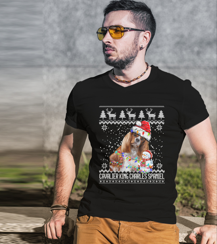 Cavalier King Charles Spaniel Christmas Santa Snowman Reindeer T-Shirt