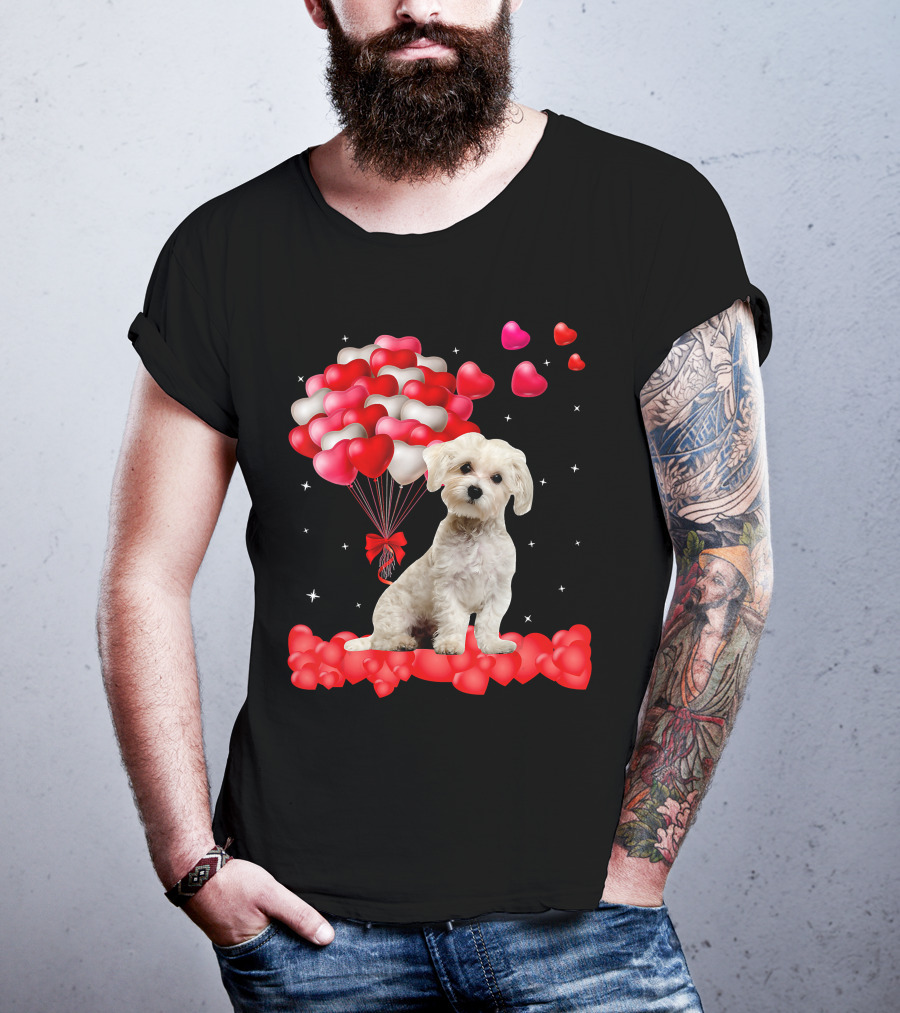Heartfelt Maltese With Heart Balloons Valentine's Day T-Shirt
