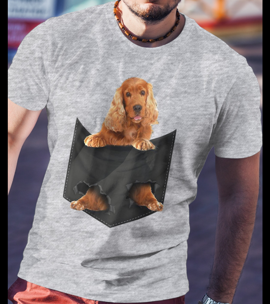 Pocket Sized Charm Red English Cocker Spaniel Peeking Out T-Shirt