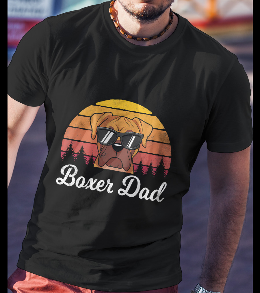 Retro Vintage Boxer Dad Funny Dogs Lover T-Shirt
