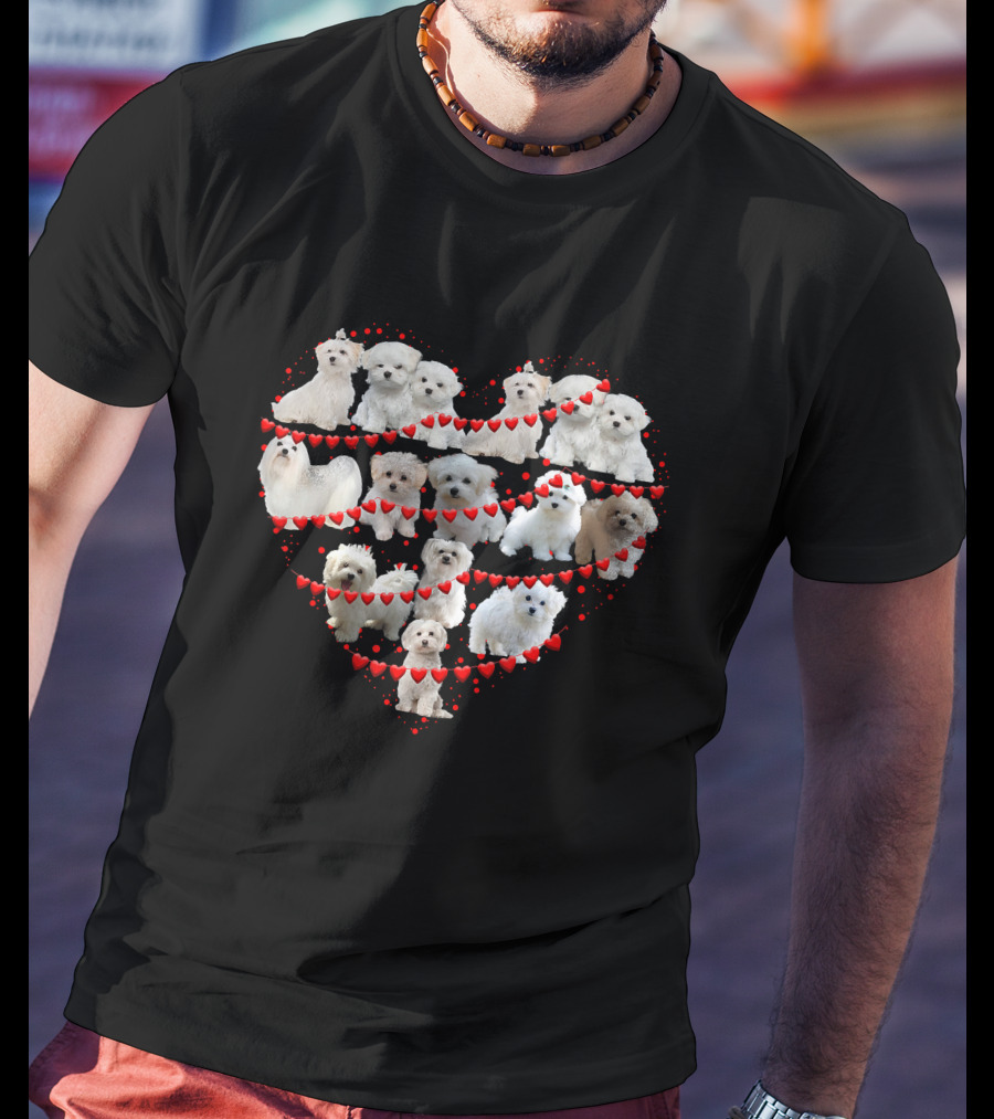 Maltese Heart Valentine Ornaments Puppies T-Shirt