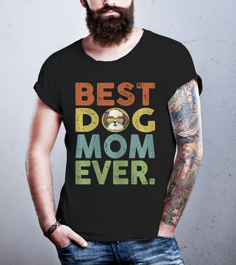 BEST DOG MOM EVER Vintage Shih Tzu T-Shirt