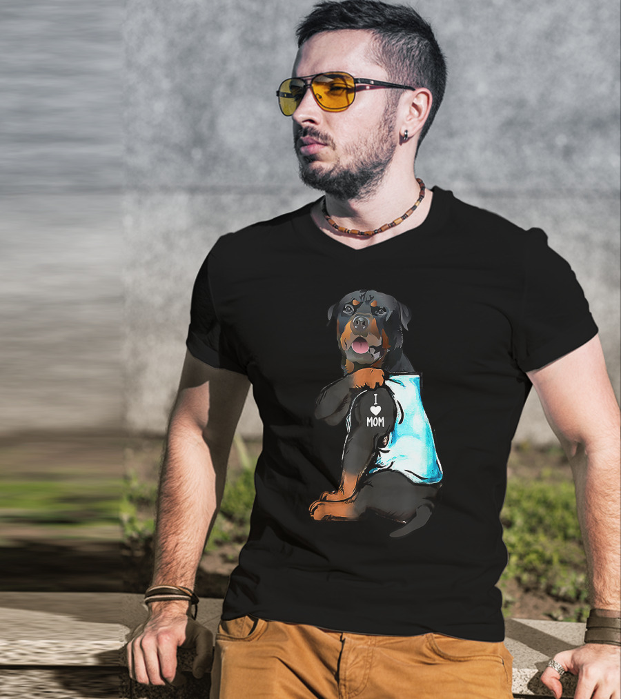 I Love Mom Rottweiler Tattoo T-Shirt