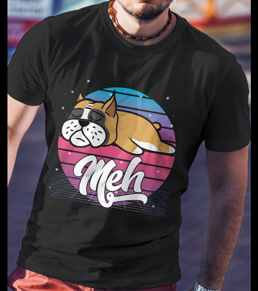Meh Vaporwave Aesthetic Otaku Meme Retro Dog T-Shirt