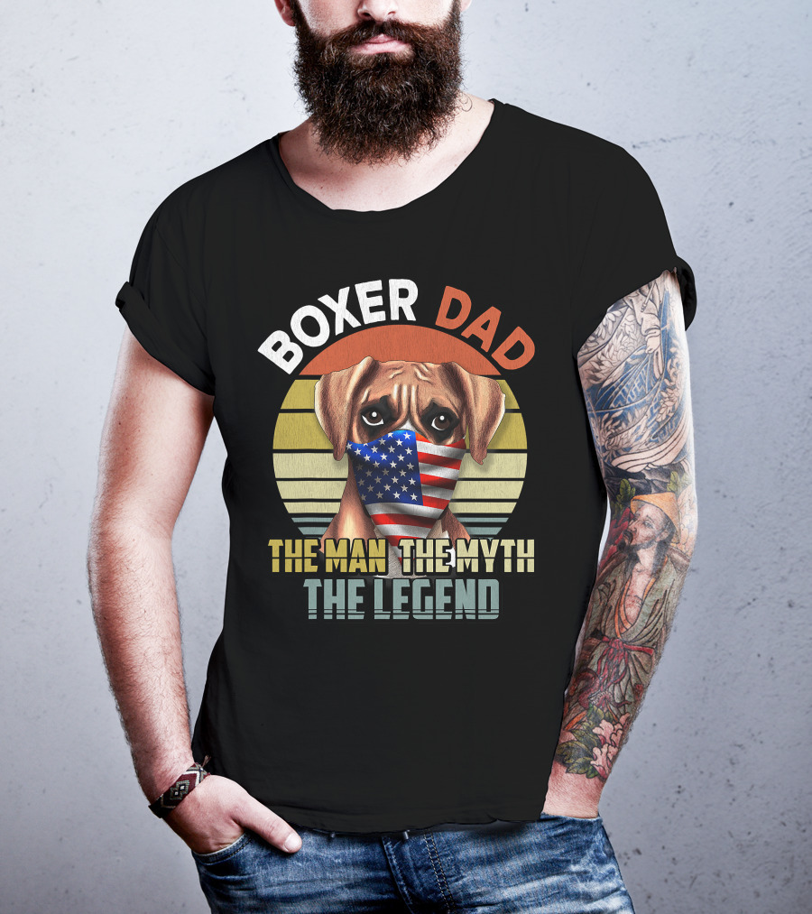 Boxer Dad US Flag Face Mask The Man The Myth The Legend T-Shirt