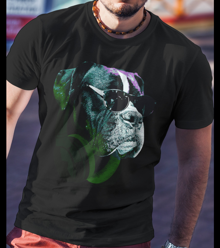 Boxer Dog With Sunglasses And Headphones Vintage Cool Canine T-Shirt