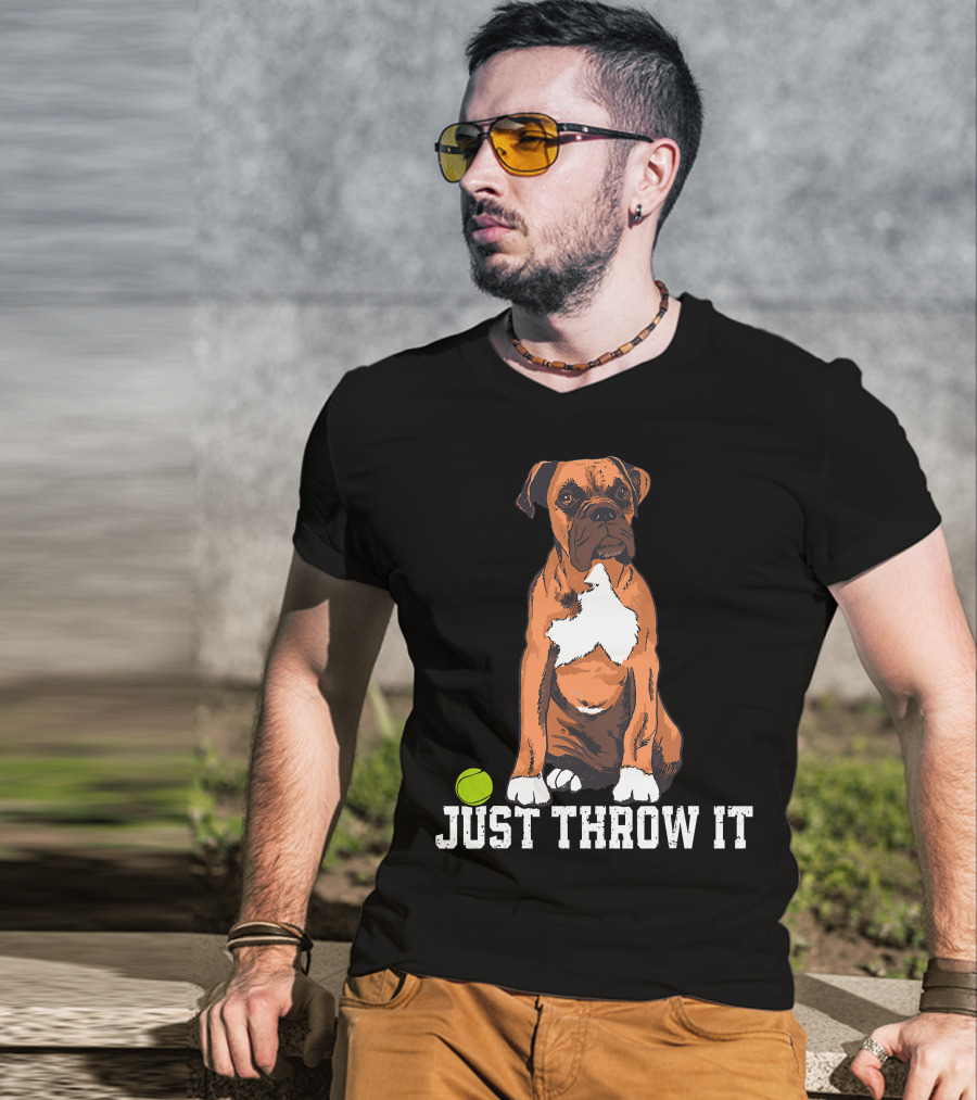 Boxer Love Just Throw It Play Fetch Dog Tennis Ball T-Shirt