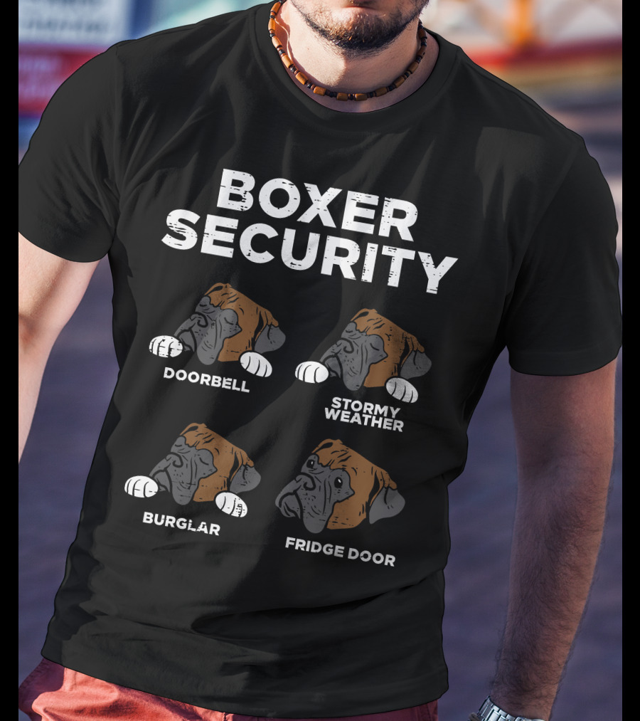 Boxer Security Doorbell Stormy Weather Burglar Fridge Door T-Shirt