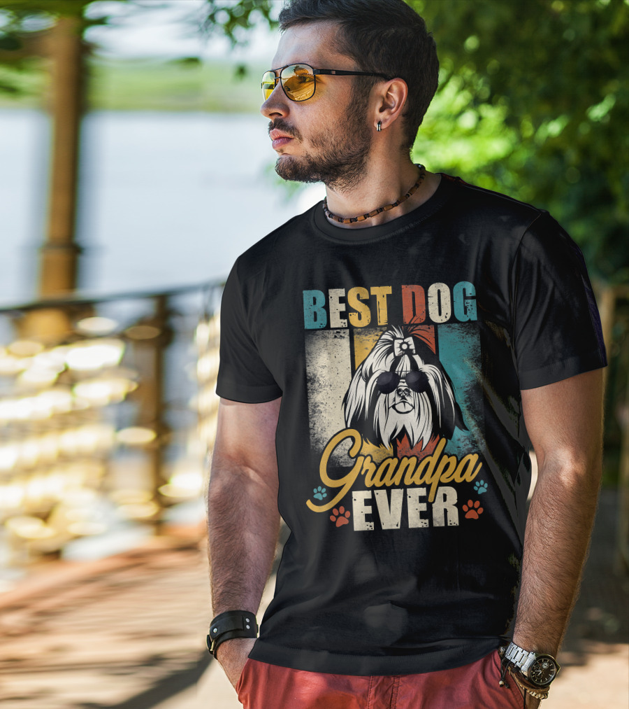 Best Dog Grandpa Ever Shih Tzu Father's Day T-Shirt