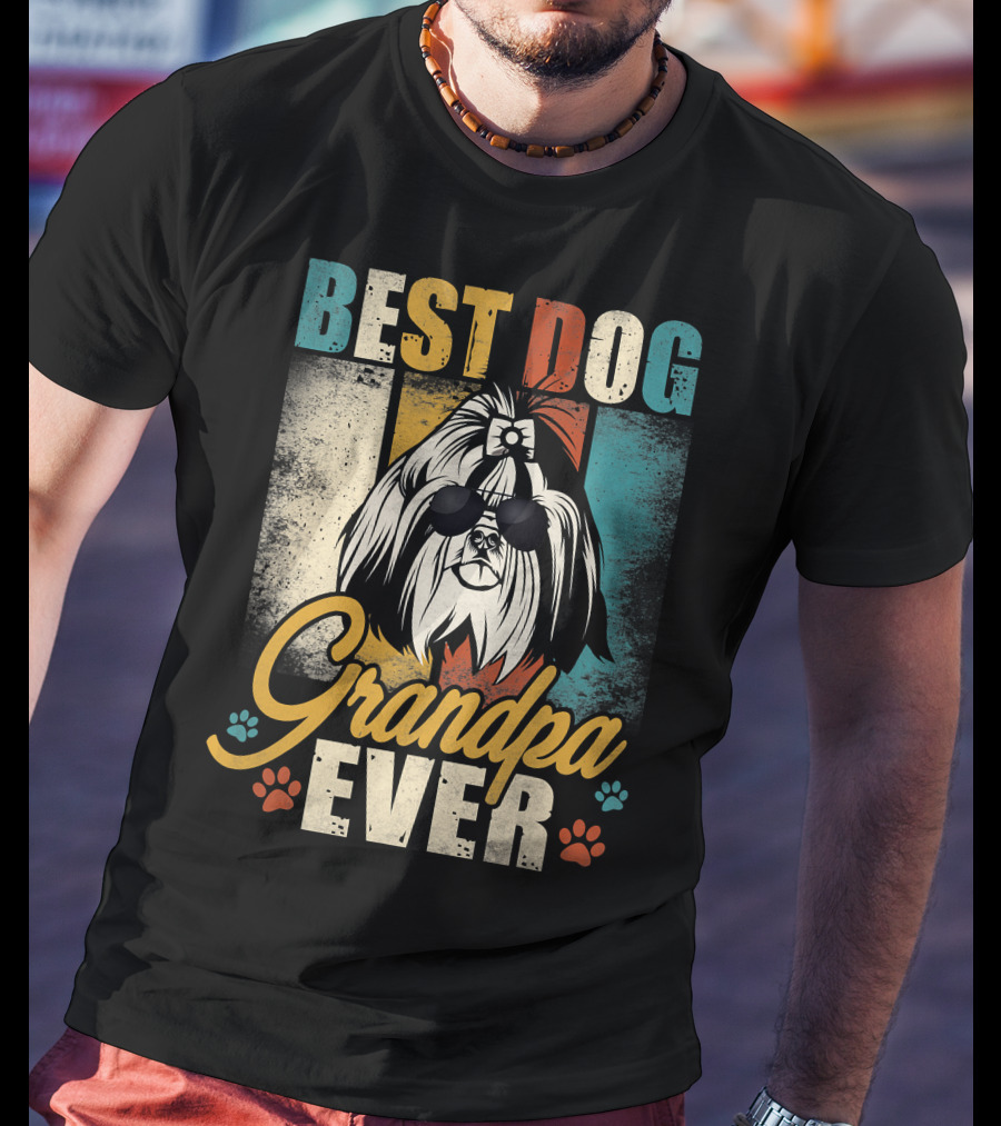 Best Dog Grandpa Ever Shih Tzu Father's Day T-Shirt